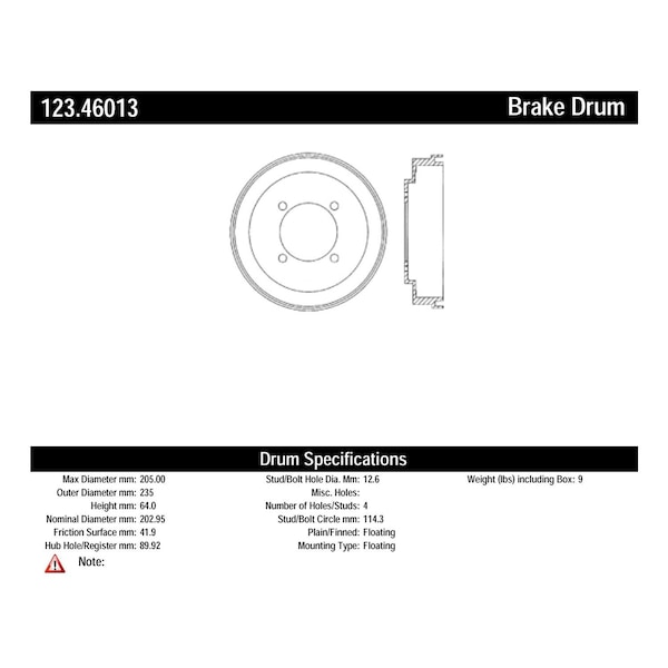 Standard Brake Drum,123.46013